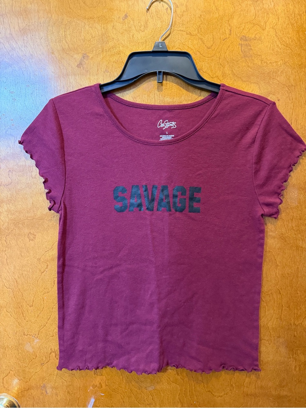 City Streets purple SAVAGE streetwear graphic crew neck short sleeve tee size L